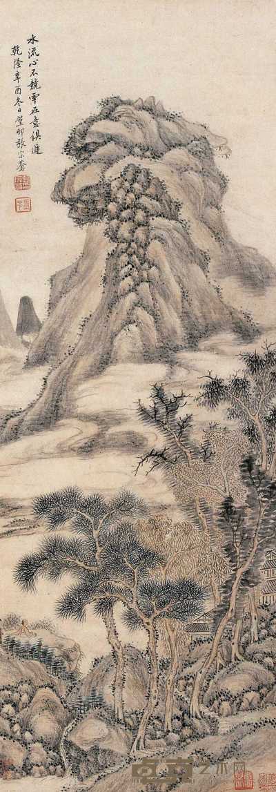 张宗苍 辛酉（1741）作 苍林幽闲 立轴 92.5×32cm